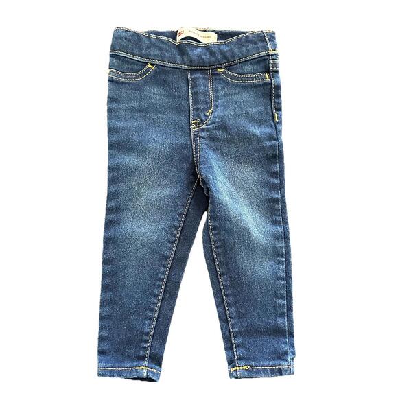 Levi's Baby Girls' Pull-On Jeggings - Dark Wash- 9 Months-Adjustable Waist EUC - Picture 1 of 5
